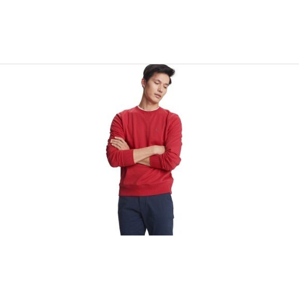 Tommy Hilfiger Mens Red Fleece Crewneck Sweatshirt Long Sleeve Pullover Size M